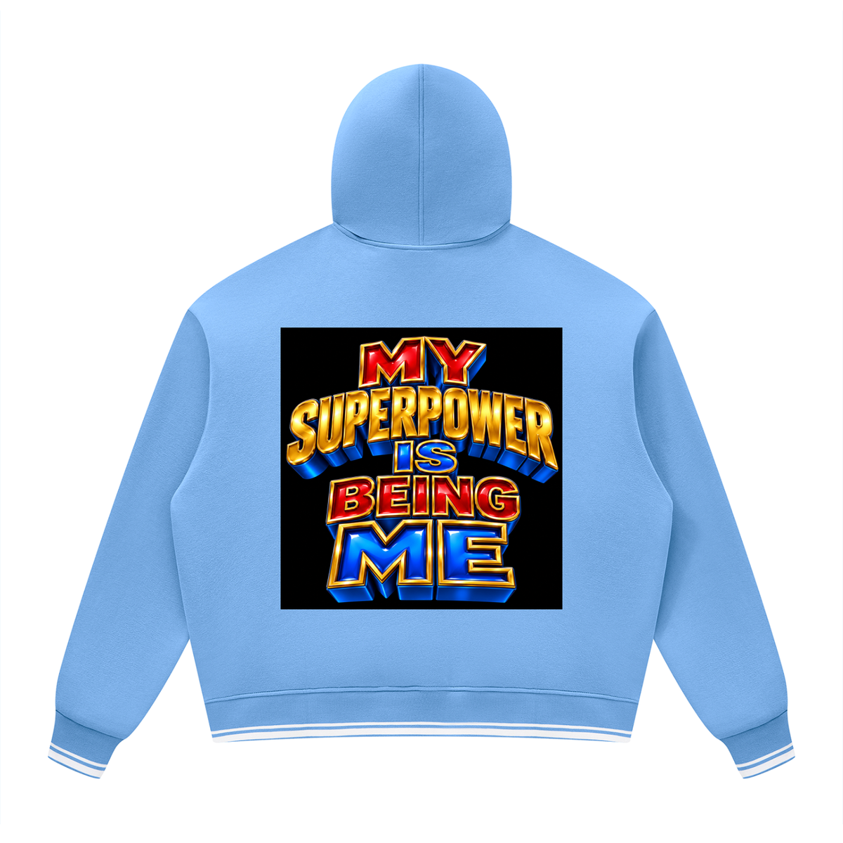 Unisex Oversized Color Block Fleece Hoodie:MY SUPERPOWER IS BEING ME