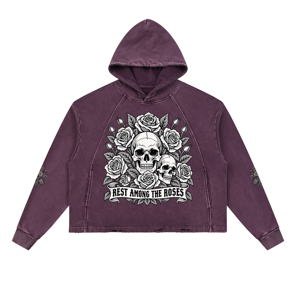 Vintage Washed Hoodie-REST AMONG THE ROSES™ Heavyweight Washed Hoodie
