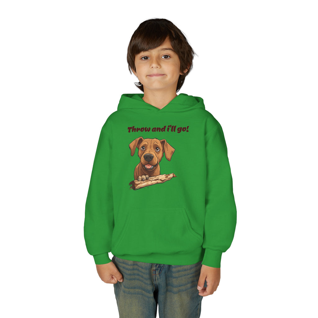 Youth Heavy Blend Dog Lover Hoodie, Cute Dog Sweatshirt, Kids Animal Apparel, Perfect for Gift Giving, Throw and I’ll Go Design Printify