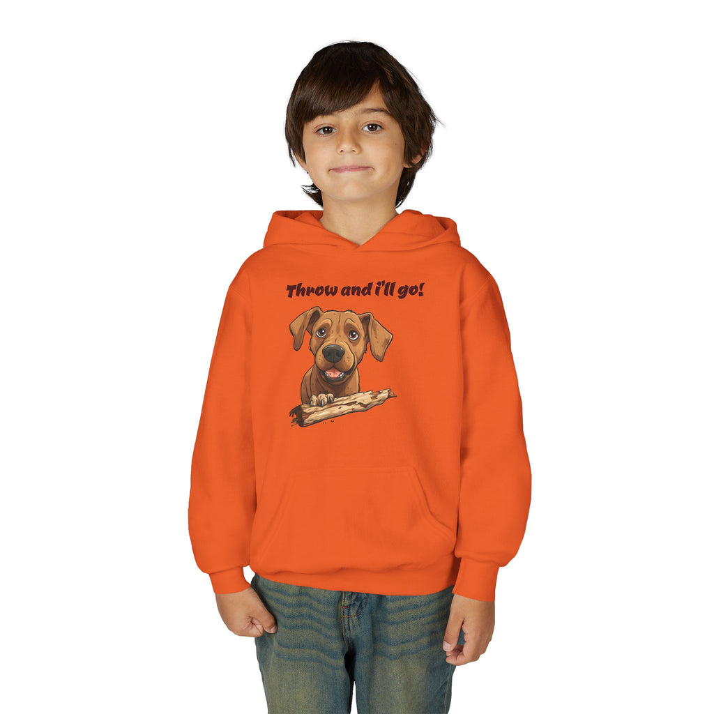 Youth Heavy Blend Dog Lover Hoodie, Cute Dog Sweatshirt, Kids Animal Apparel, Perfect for Gift Giving, Throw and I’ll Go Design Printify