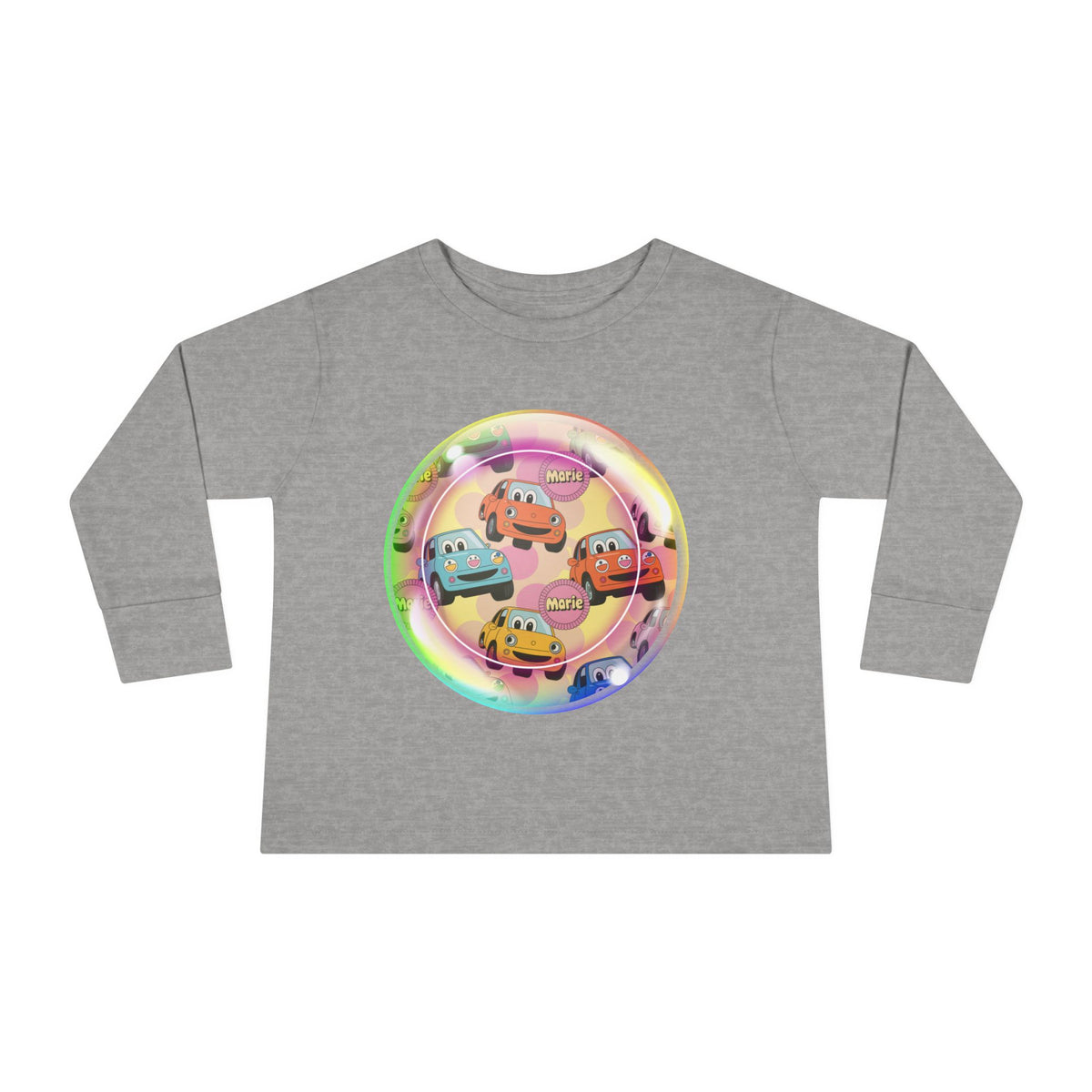 Cute Cartoon Cars Toddler Long Sleeve Tee, Kids T-Shirt, Toddler Tee, Birthday Gift, Fun Playwear, Nursery Outfit Printify