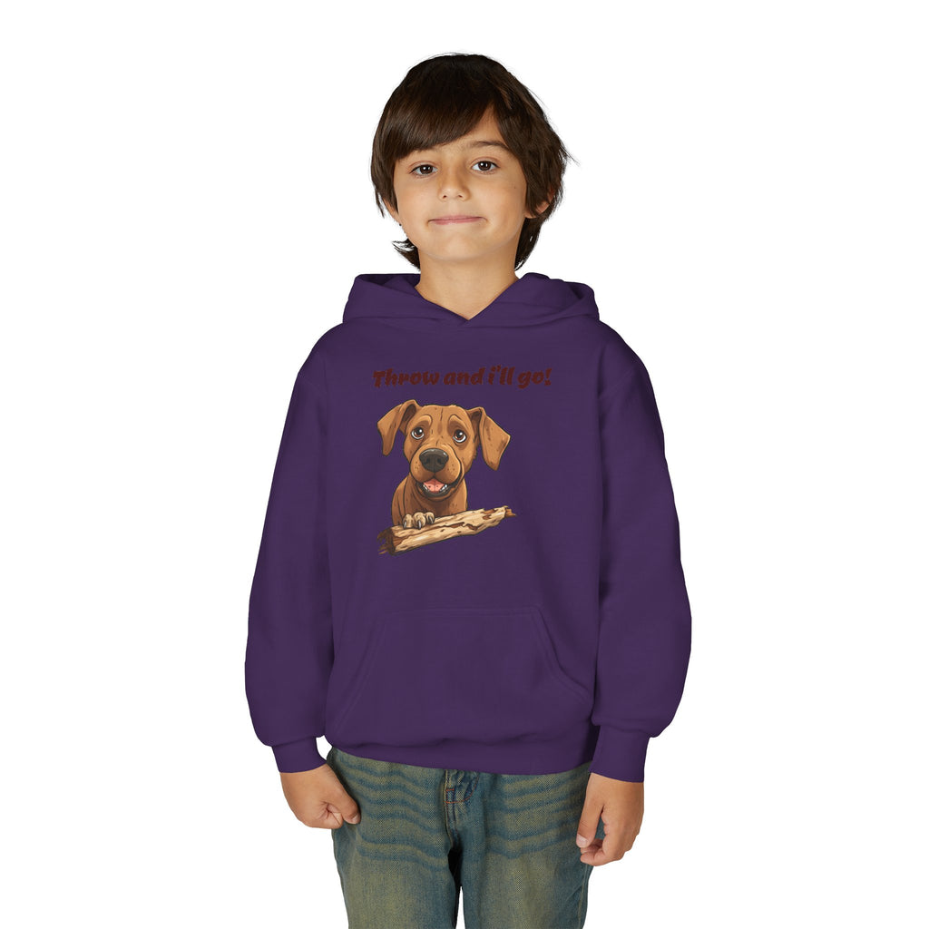 Youth Heavy Blend Dog Lover Hoodie, Cute Dog Sweatshirt, Kids Animal Apparel, Perfect for Gift Giving, Throw and I’ll Go Design Printify