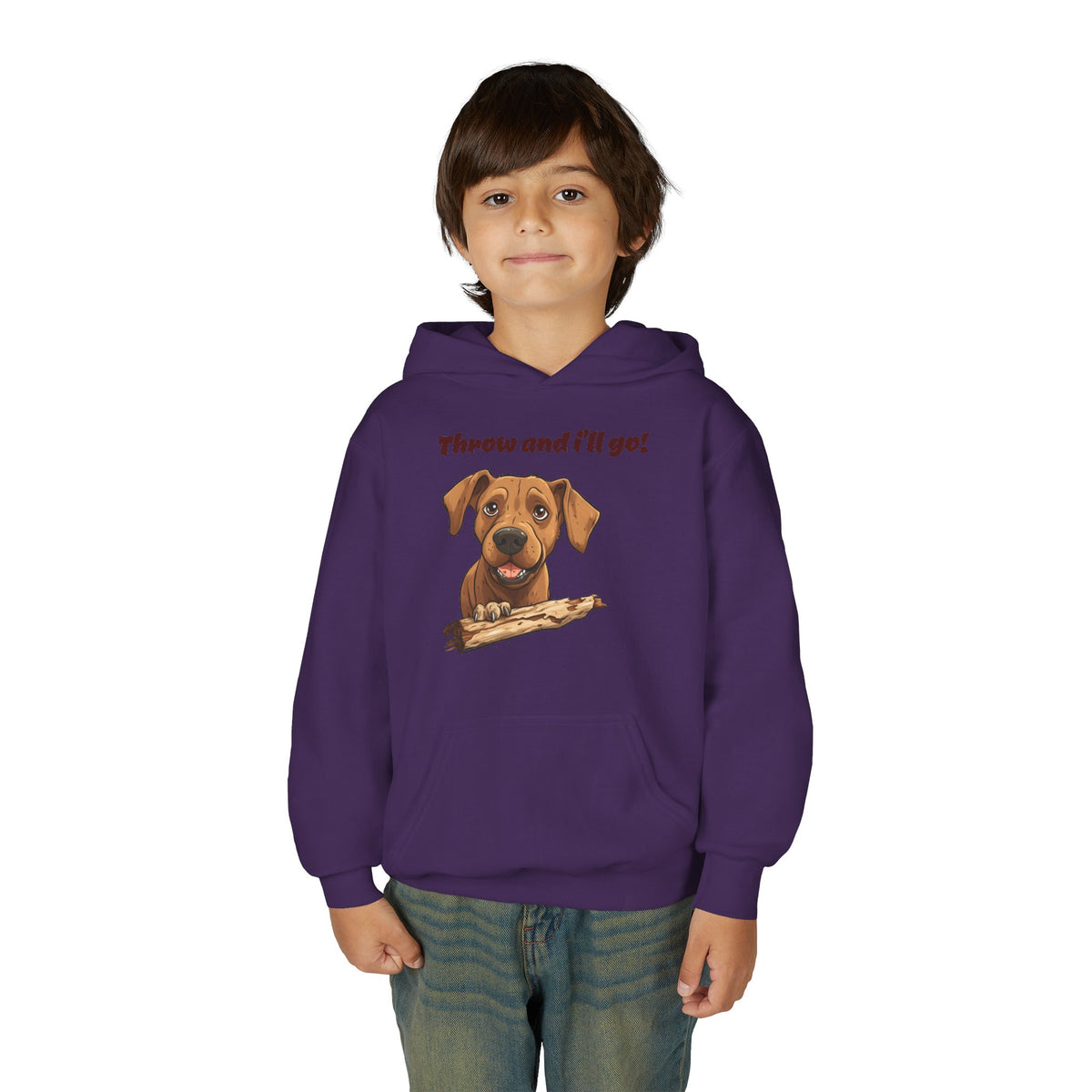 Youth Heavy Blend Dog Lover Hoodie, Cute Dog Sweatshirt, Kids Animal Apparel, Perfect for Gift Giving, Throw and I’ll Go Design Printify