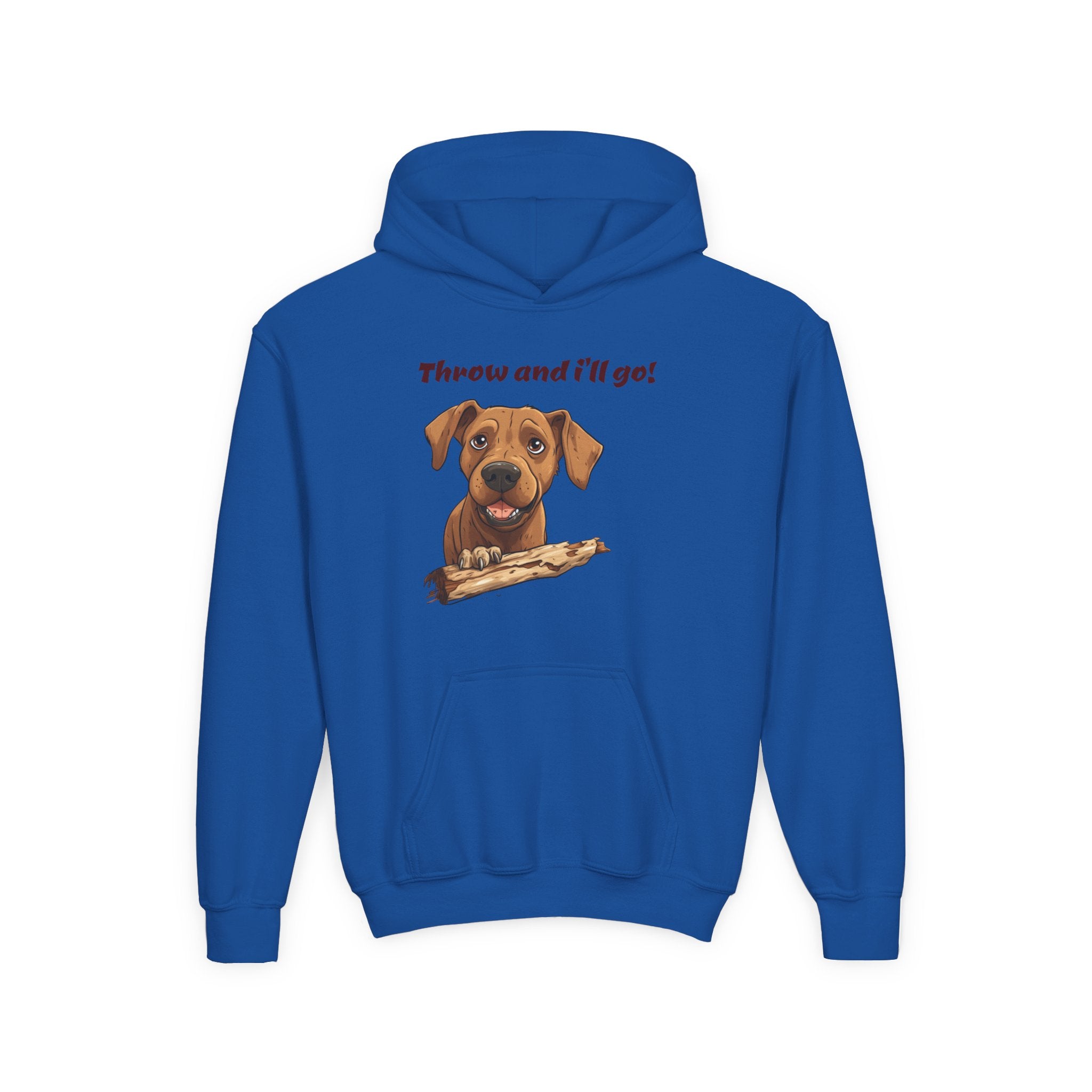 Youth Heavy Blend Dog Lover Hoodie, Cute Dog Sweatshirt, Kids Animal Apparel, Perfect for Gift Giving, Throw and I’ll Go Design Printify
