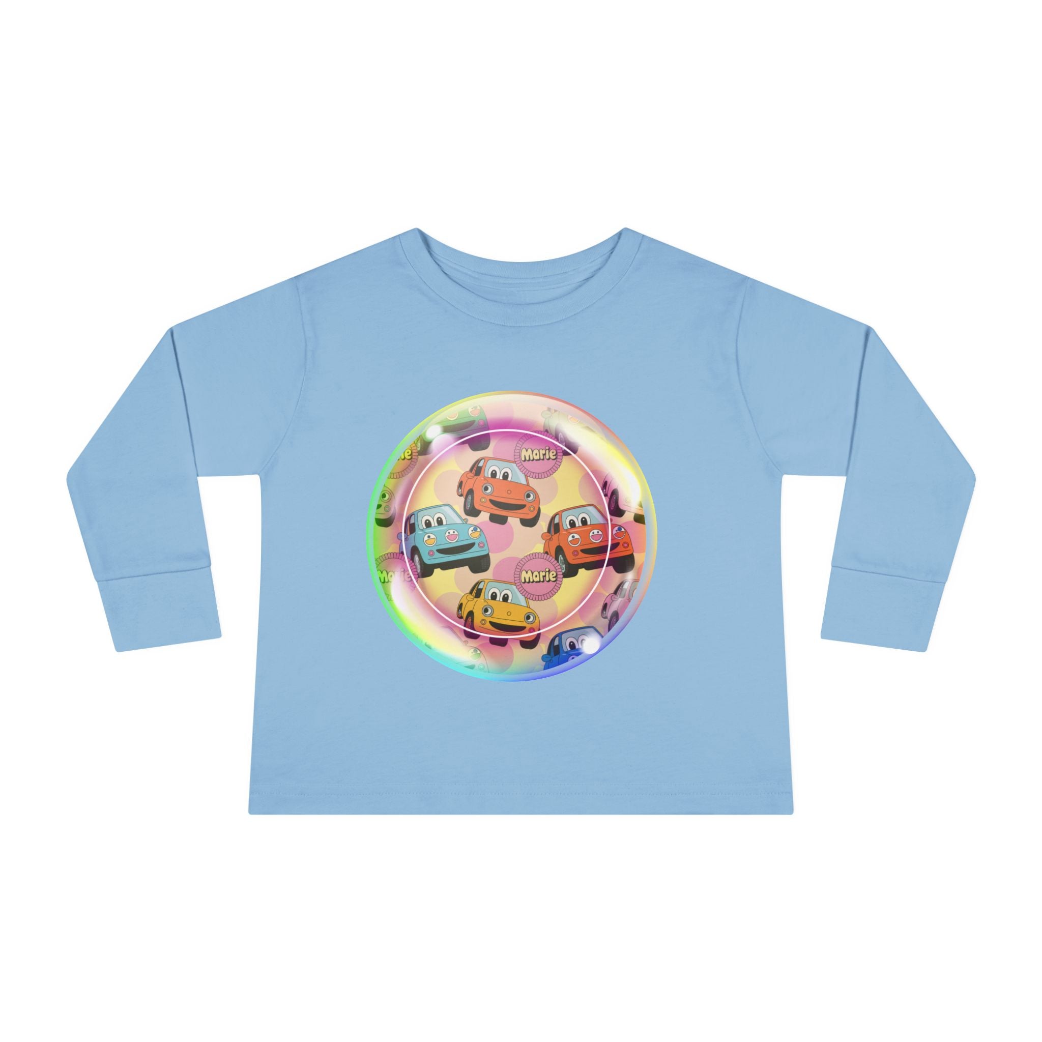 Cute Cartoon Cars Toddler Long Sleeve Tee, Kids T-Shirt, Toddler Tee, Birthday Gift, Fun Playwear, Nursery Outfit Printify