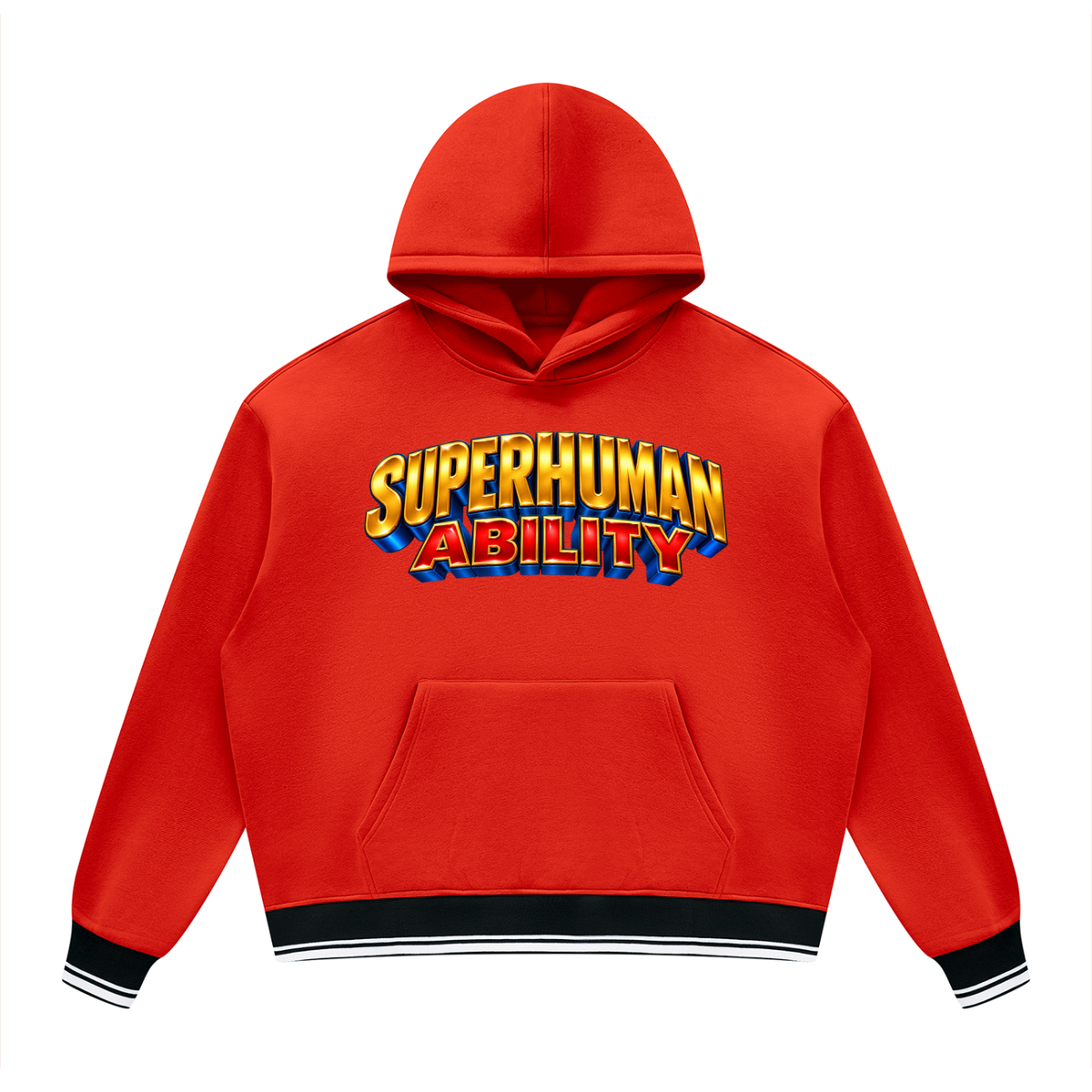 Unisex Oversized Color Block Fleece Hoodie:MY SUPERPOWER IS BEING ME