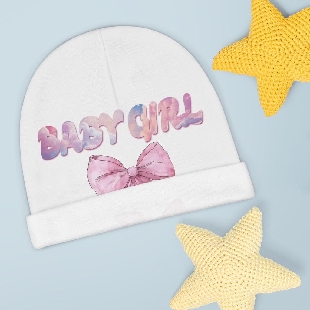 Cute Baby Beanie with Pink Bow Design, Baby Girl Hat Printify