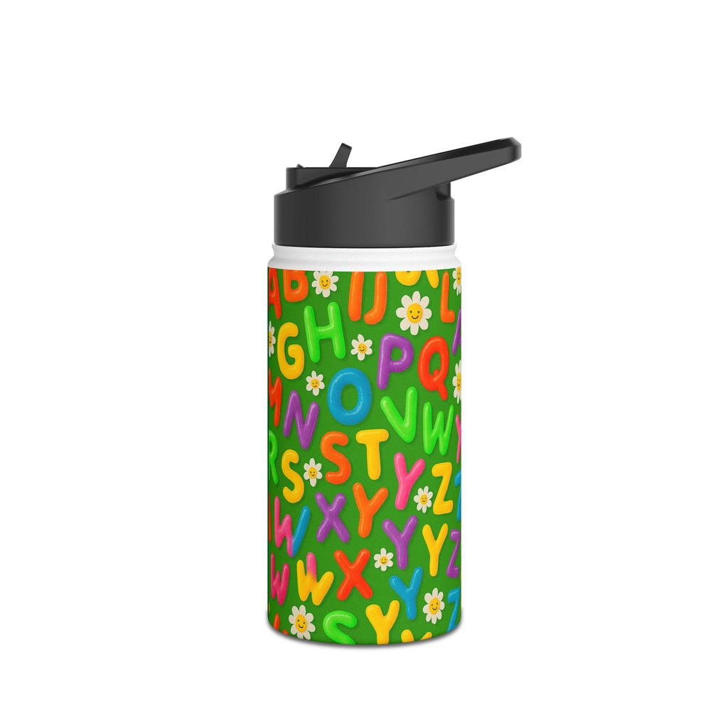Colorful Alphabet Stainless Steel Water Bottle | Personalized Kids Hydration, Eco-Friendly Gift, Summer Drinkware, School Essential, [...] Printify