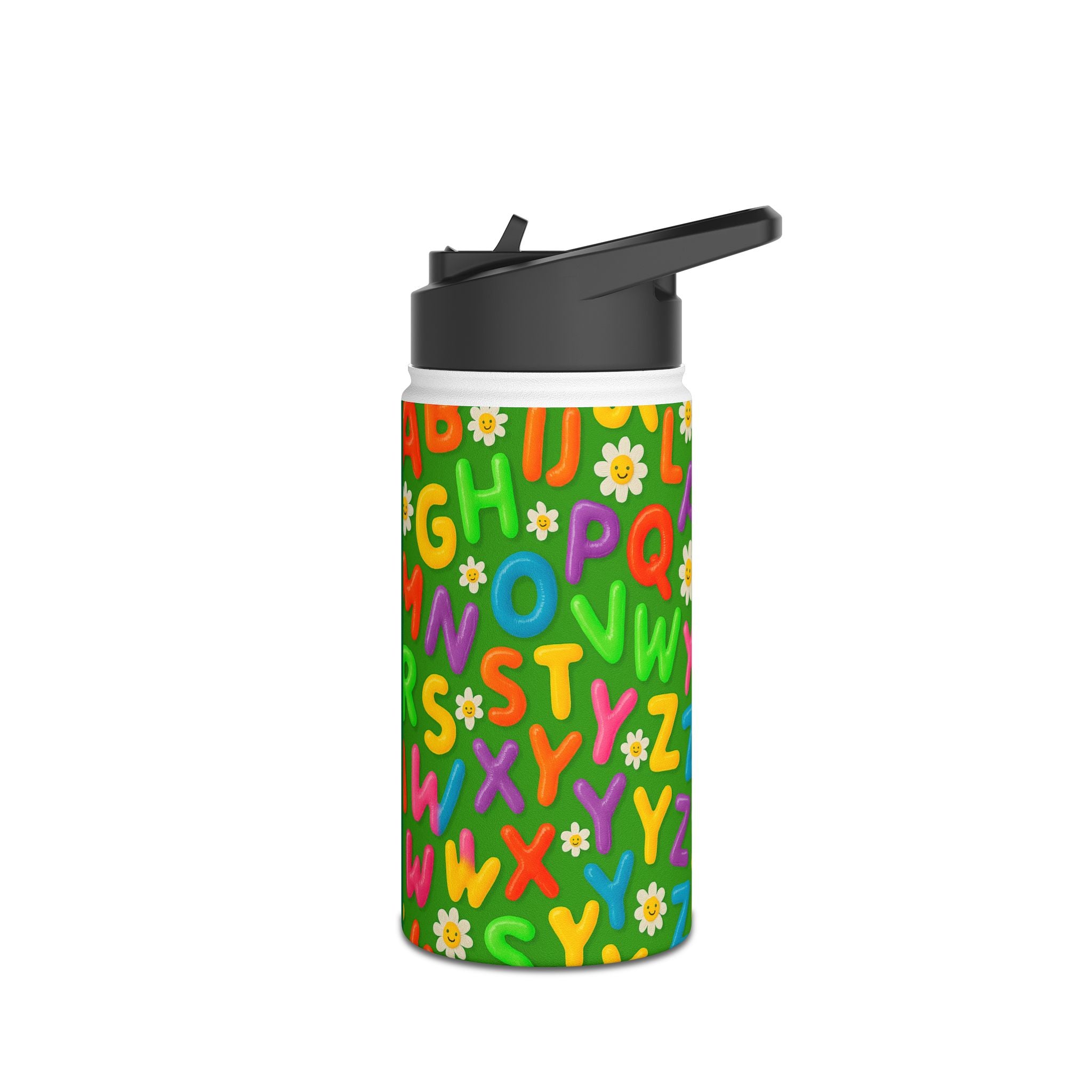 Colorful Alphabet Stainless Steel Water Bottle | Personalized Kids Hydration, Eco-Friendly Gift, Summer Drinkware, School Essential, [...] Printify