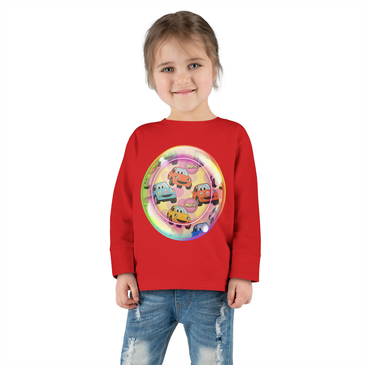 Cute Cartoon Cars Toddler Long Sleeve Tee, Kids T-Shirt, Toddler Tee, Birthday Gift, Fun Playwear, Nursery Outfit Printify