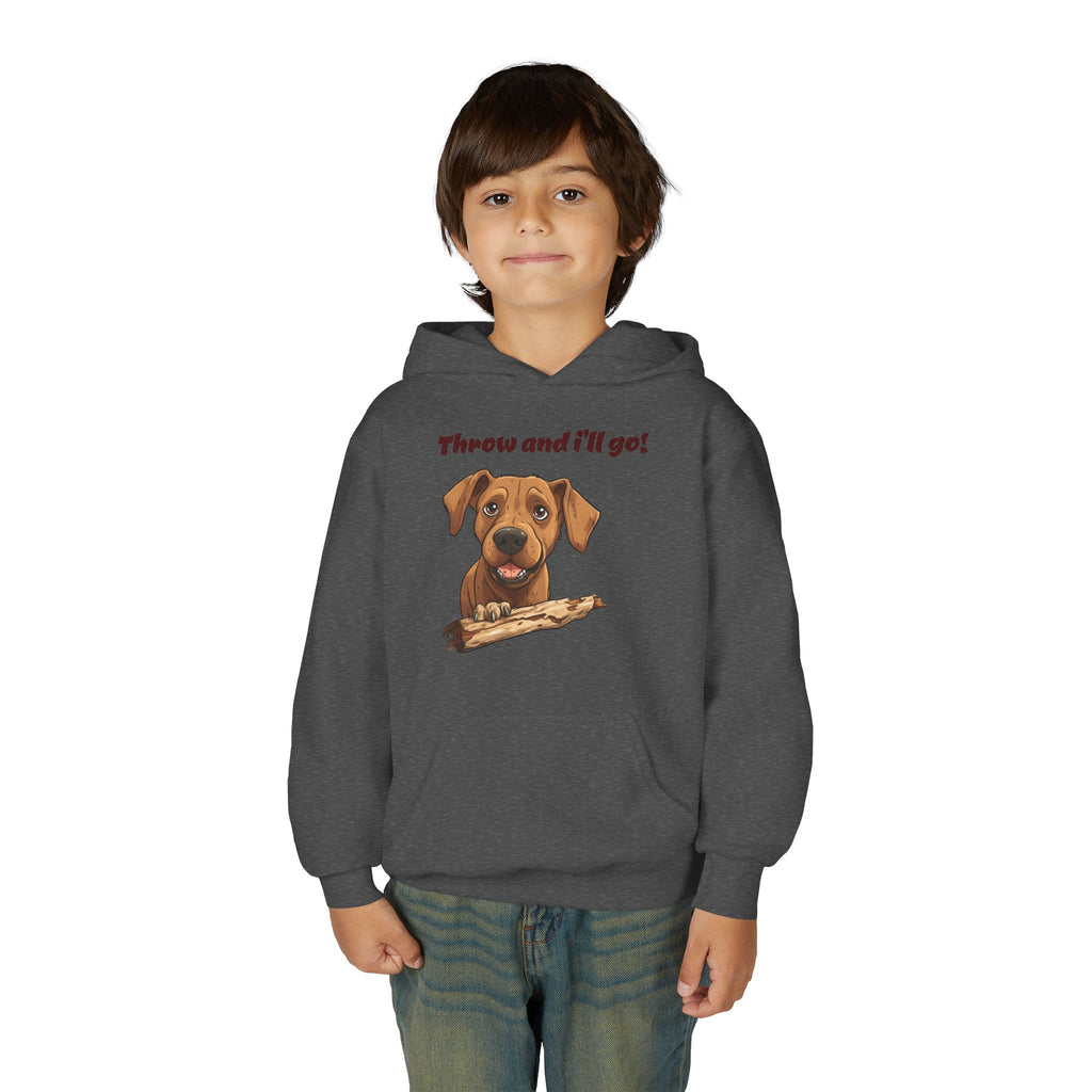 Youth Heavy Blend Dog Lover Hoodie, Cute Dog Sweatshirt, Kids Animal Apparel, Perfect for Gift Giving, Throw and I’ll Go Design Printify