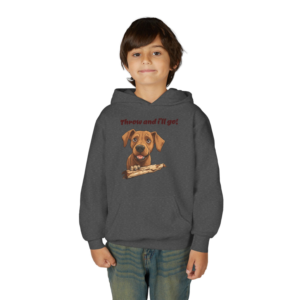 Youth Heavy Blend Dog Lover Hoodie, Cute Dog Sweatshirt, Kids Animal Apparel, Perfect for Gift Giving, Throw and I’ll Go Design Printify