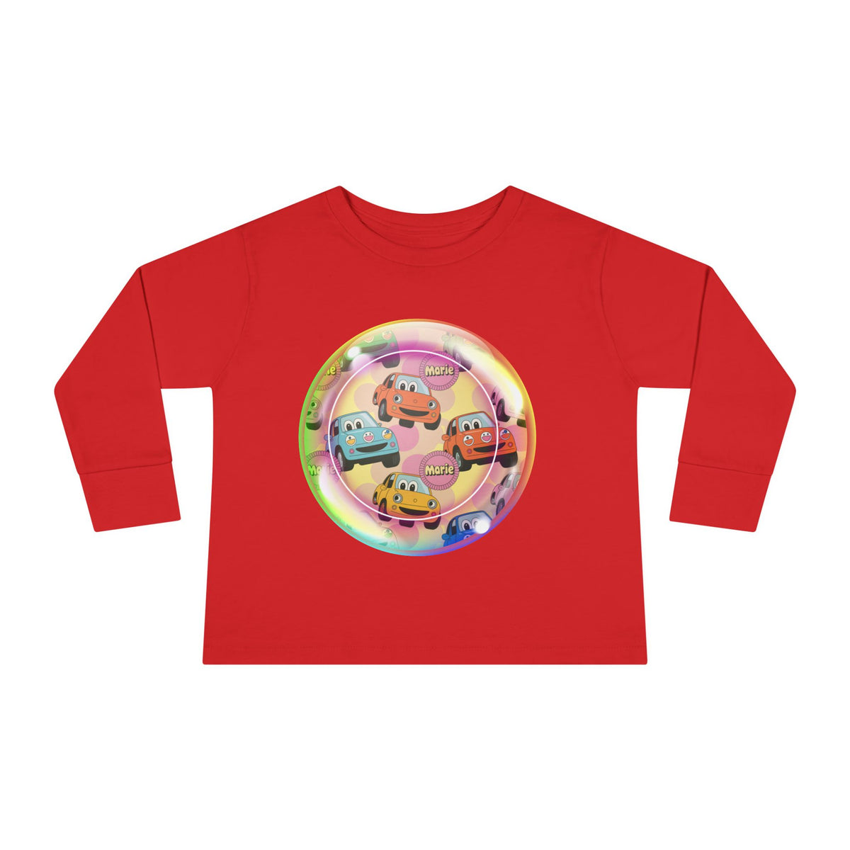Cute Cartoon Cars Toddler Long Sleeve Tee, Kids T-Shirt, Toddler Tee, Birthday Gift, Fun Playwear, Nursery Outfit Printify