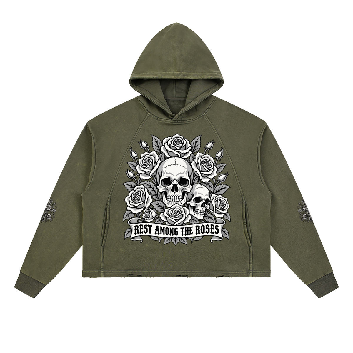 Vintage Washed Hoodie-REST AMONG THE ROSES™ Heavyweight Washed Hoodie