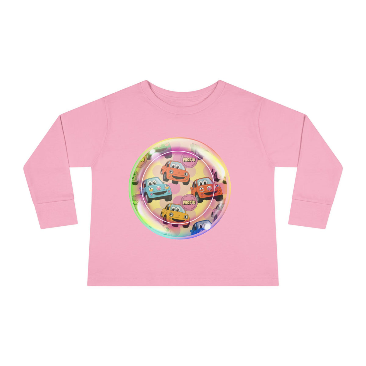 Cute Cartoon Cars Toddler Long Sleeve Tee, Kids T-Shirt, Toddler Tee, Birthday Gift, Fun Playwear, Nursery Outfit Printify