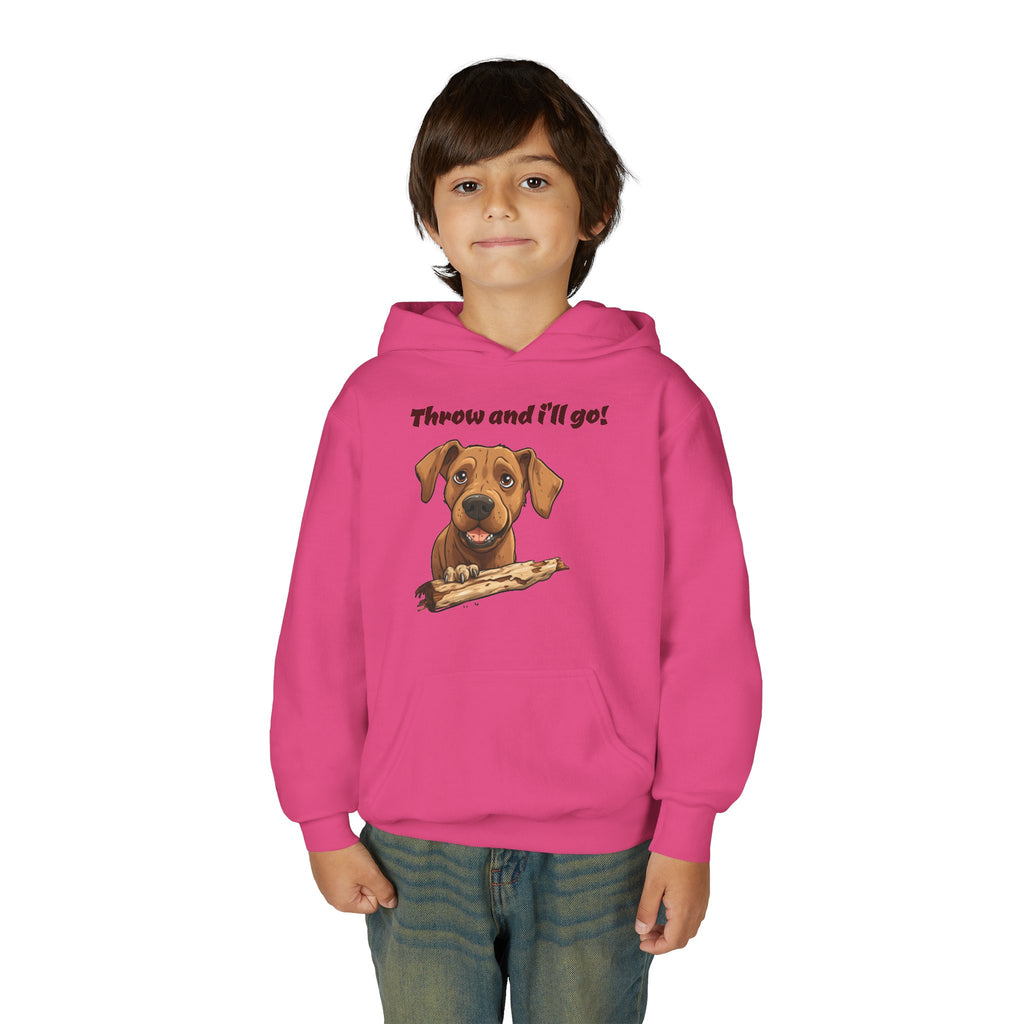 Youth Heavy Blend Dog Lover Hoodie, Cute Dog Sweatshirt, Kids Animal Apparel, Perfect for Gift Giving, Throw and I’ll Go Design Printify