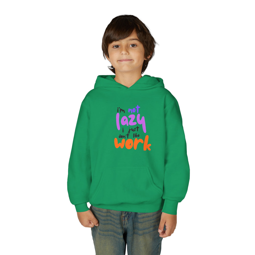 Funny Youth Hoodie: I'm Not Lazy, I Just Don't Like Work - Comfy Pullover for Teens, Relaxed Vibe, Gift for Students, Casual Wear, [...] Printify