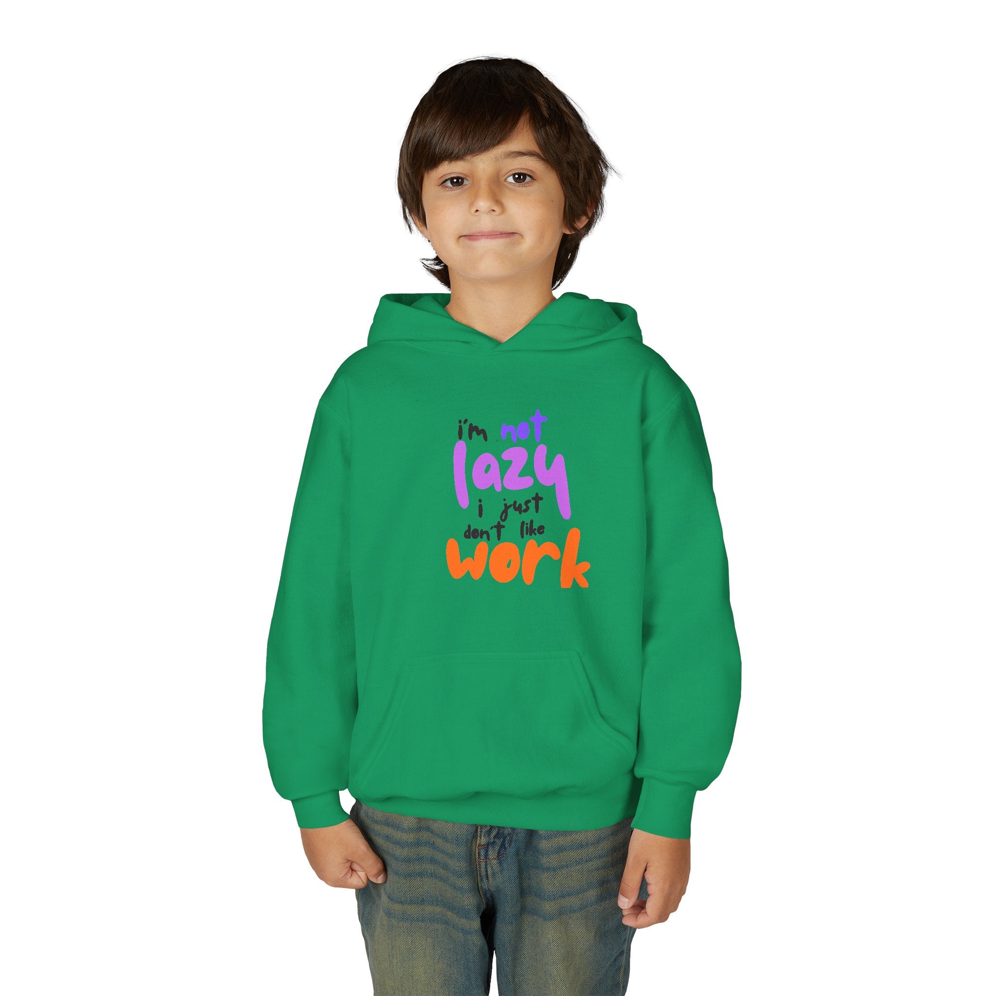 Funny Youth Hoodie: I'm Not Lazy, I Just Don't Like Work - Comfy Pullover for Teens, Relaxed Vibe, Gift for Students, Casual Wear, [...] Printify