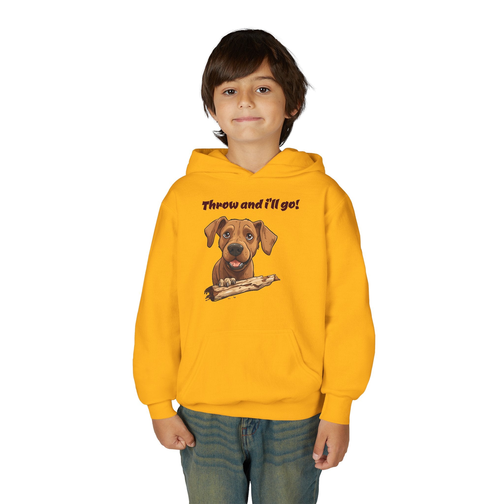 Youth Heavy Blend Dog Lover Hoodie, Cute Dog Sweatshirt, Kids Animal Apparel, Perfect for Gift Giving, Throw and I’ll Go Design Printify