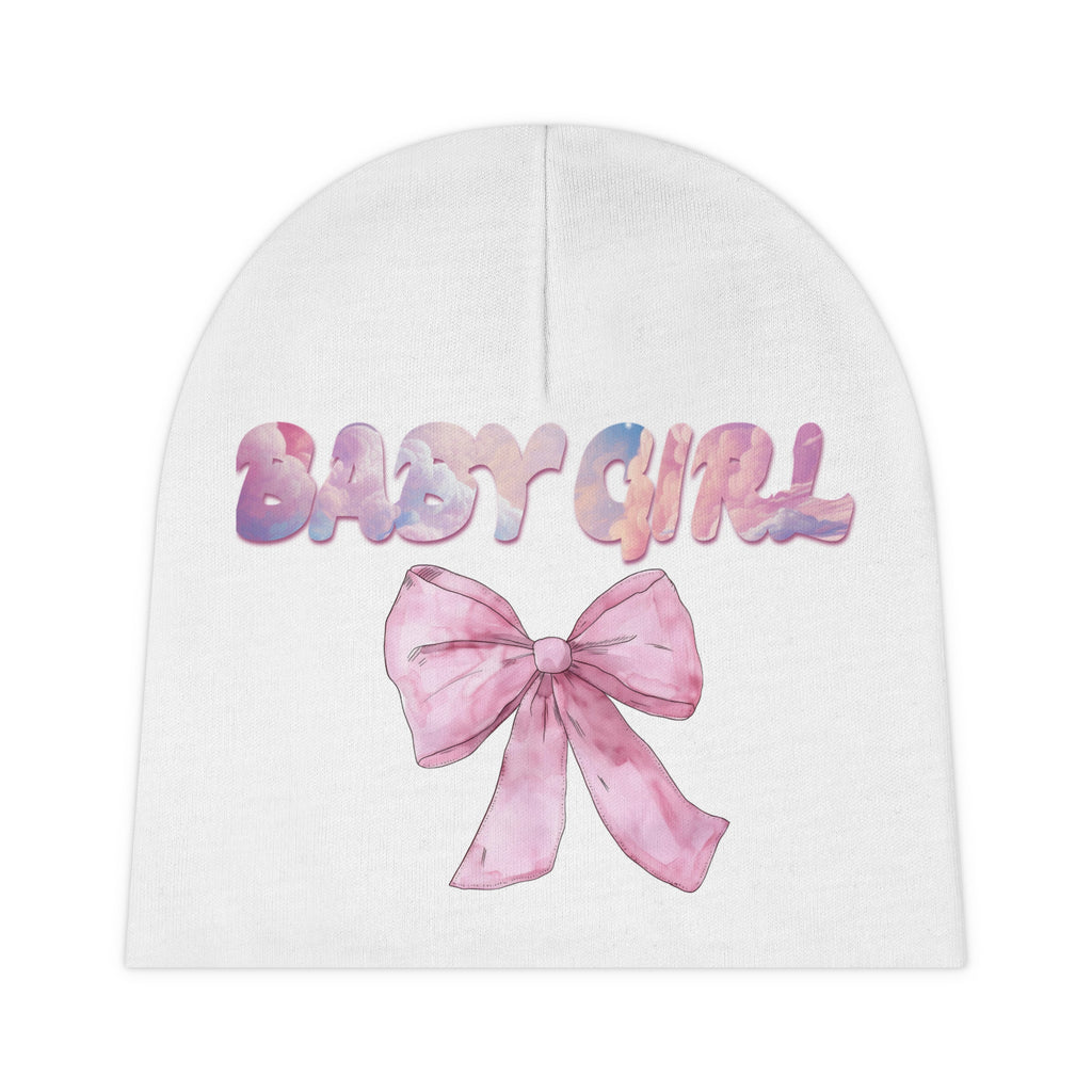 Cute Baby Beanie with Pink Bow Design, Baby Girl Hat Printify