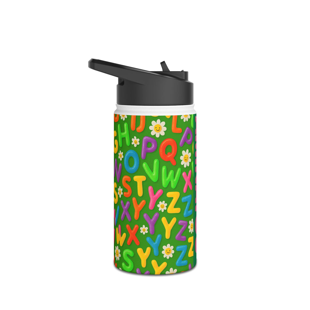 Colorful Alphabet Stainless Steel Water Bottle | Personalized Kids Hydration, Eco-Friendly Gift, Summer Drinkware, School Essential, [...] Printify