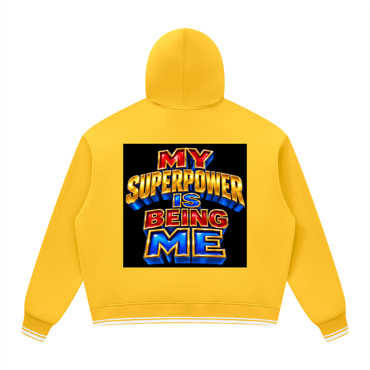 Unisex Oversized Color Block Fleece Hoodie:MY SUPERPOWER IS BEING ME