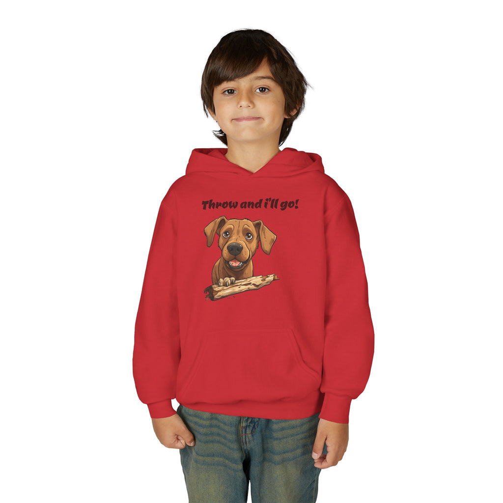 Youth Heavy Blend Dog Lover Hoodie, Cute Dog Sweatshirt, Kids Animal Apparel, Perfect for Gift Giving, Throw and I’ll Go Design Printify