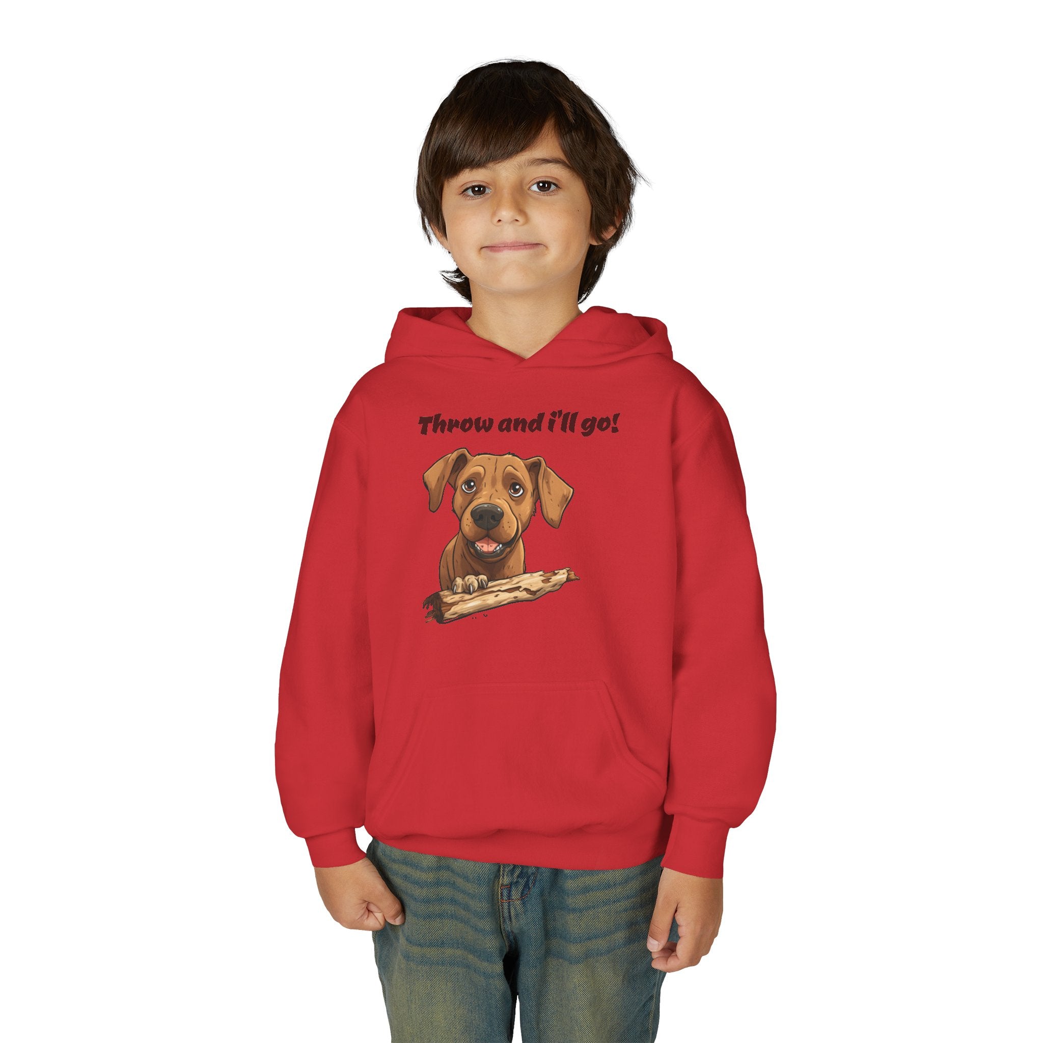 Youth Heavy Blend Dog Lover Hoodie, Cute Dog Sweatshirt, Kids Animal Apparel, Perfect for Gift Giving, Throw and I’ll Go Design Printify