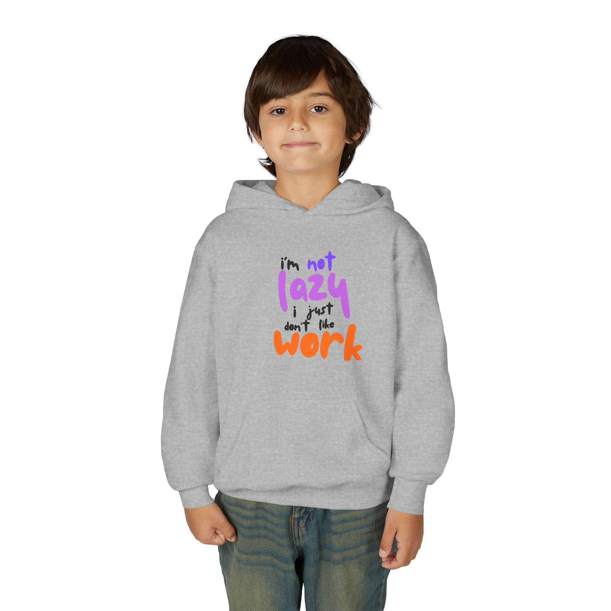 Funny Youth Hoodie: I'm Not Lazy, I Just Don't Like Work - Comfy Pullover for Teens, Relaxed Vibe, Gift for Students, Casual Wear, [...] Printify