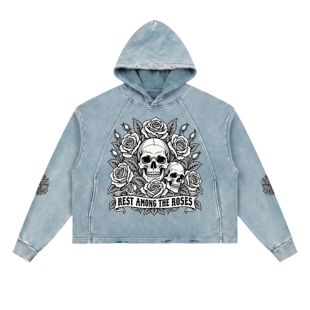 Vintage Washed Hoodie-REST AMONG THE ROSES™ Heavyweight Washed Hoodie