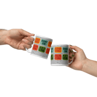 Good Vibes Right On Feeling Fine Play It Cool | Retro Colour Block Mug | Funny Positive Quote Coffee Mug | Gift for Her & Him | McXinetje