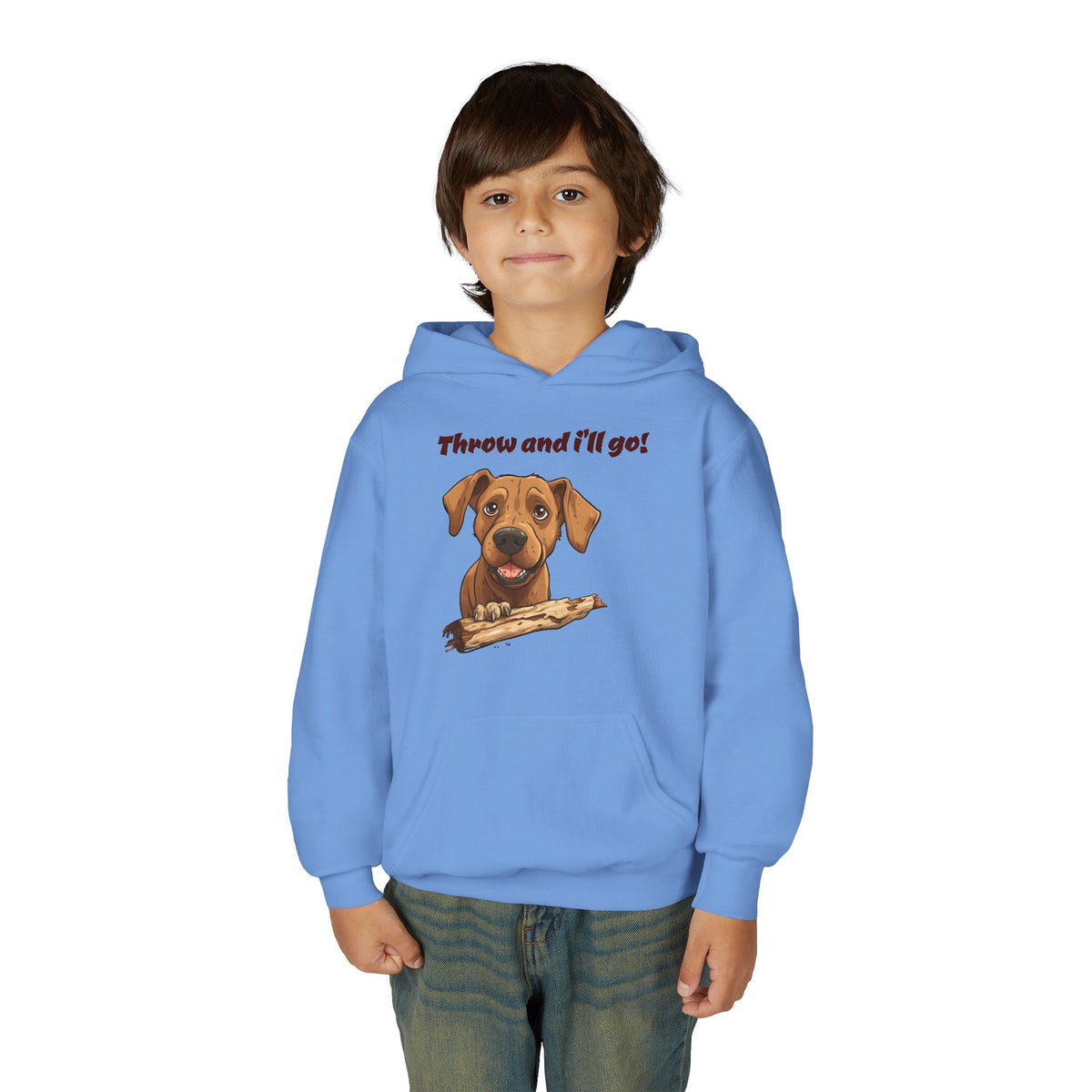Youth Heavy Blend Dog Lover Hoodie, Cute Dog Sweatshirt, Kids Animal Apparel, Perfect for Gift Giving, Throw and I’ll Go Design Printify