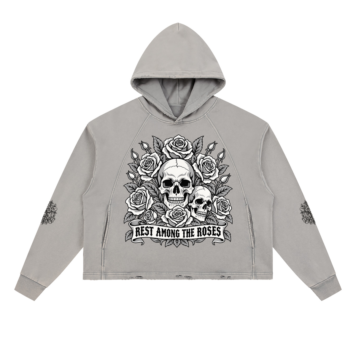 Vintage Washed Hoodie-REST AMONG THE ROSES™ Heavyweight Washed Hoodie