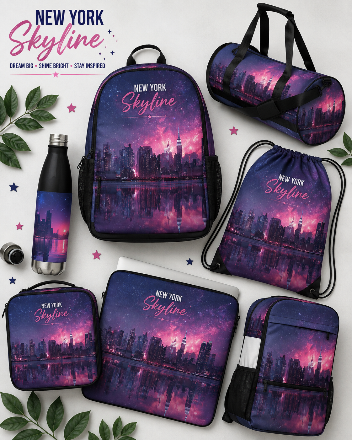 McXine® New York Skyline Gym & Duffle Bag – City Nights Edition | Sports & Travel Bag
