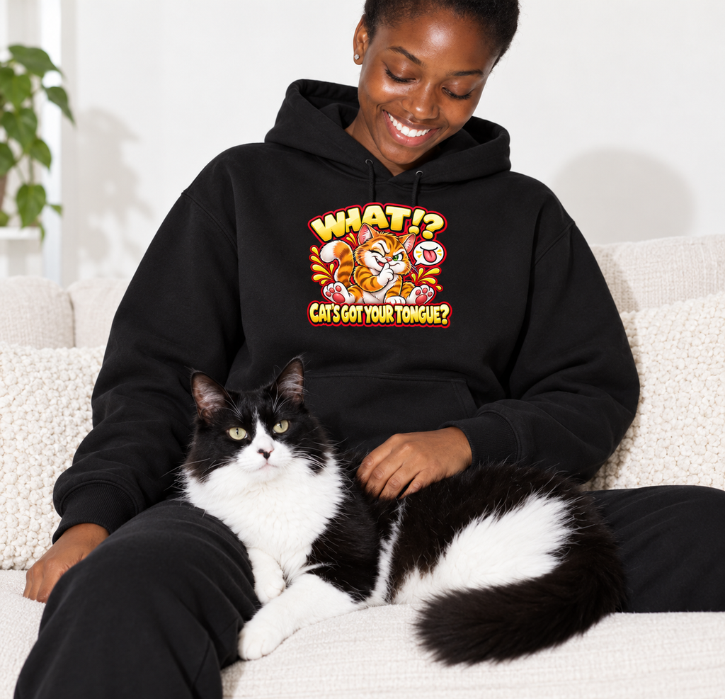 Cat's Got Your Tongue Hoodie – Funny Idiom Gift, Cat Lover, Unisex