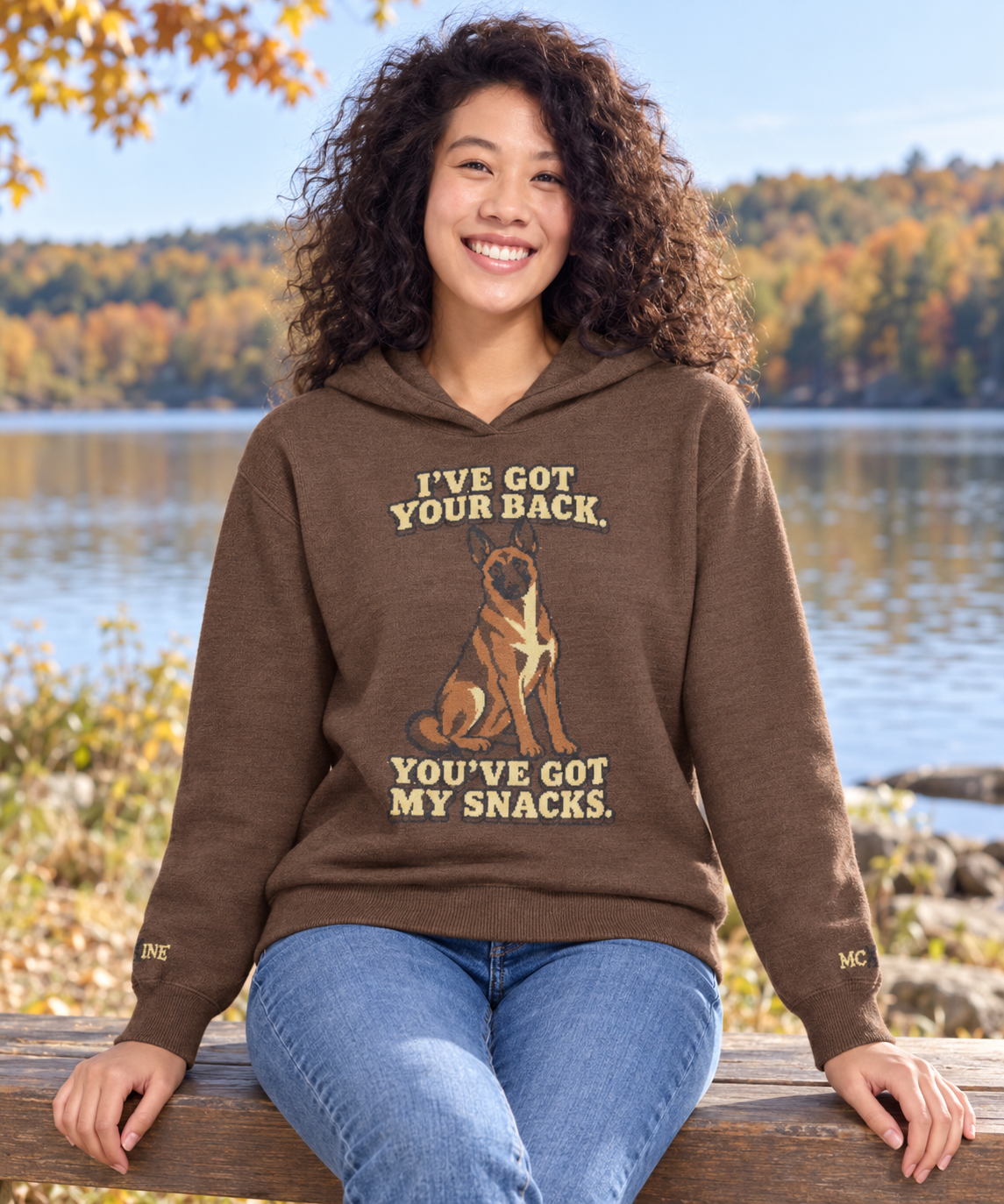 I've Got Your Back Malinois Knitted Hoodie – Brown, Unisex
