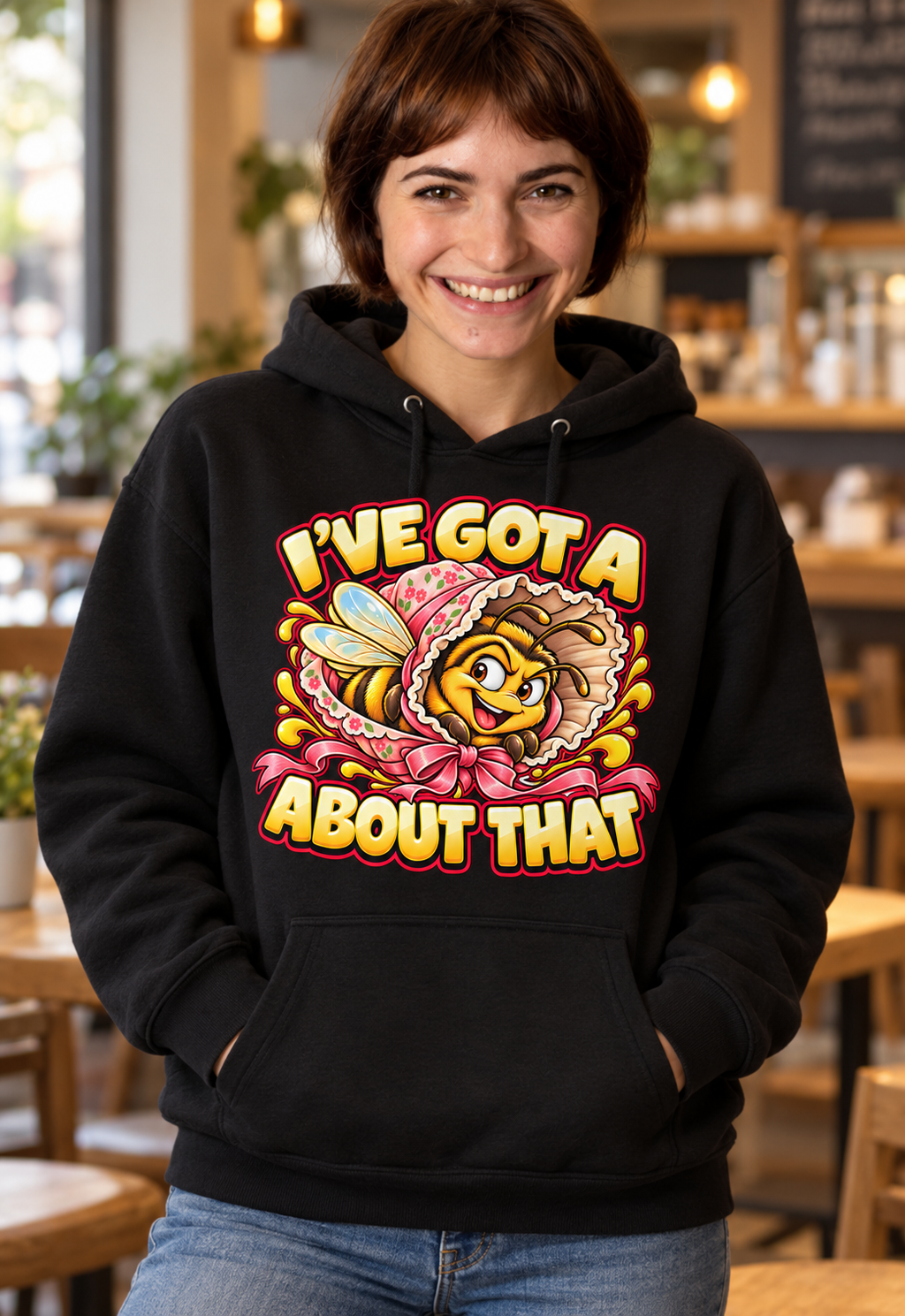 Bee in My Bonnet Hoodie – Funny Idiom Gift, Cute Bee Design, Unisex