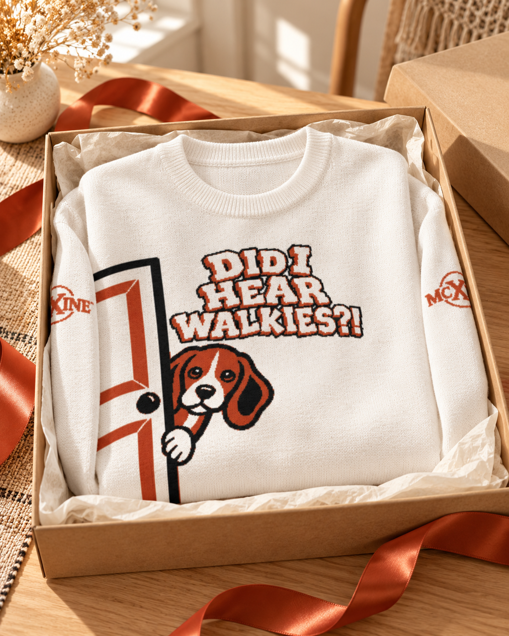 Did I Hear Walkies?! Beagle Knitted Sweater | McXine - Relaxed fit knitted crew neck sweater