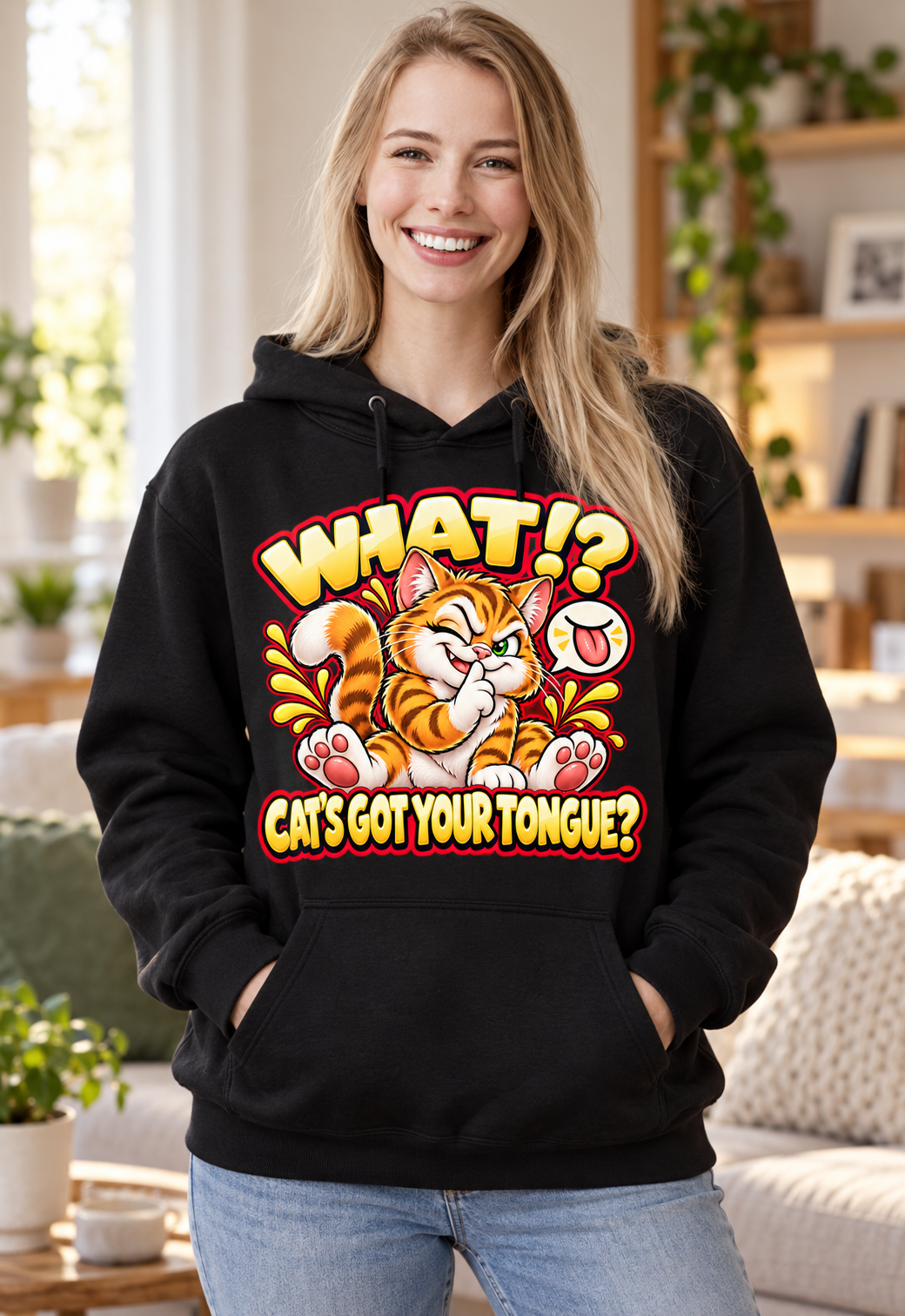 Cat's Got Your Tongue Hoodie – Funny Idiom Gift, Cat Lover, Unisex