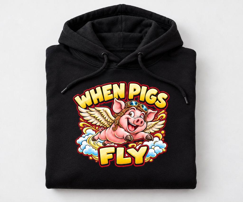 When Pigs Fly Hoodie – Funny Idiom Gift, Pig Lover, Unisex