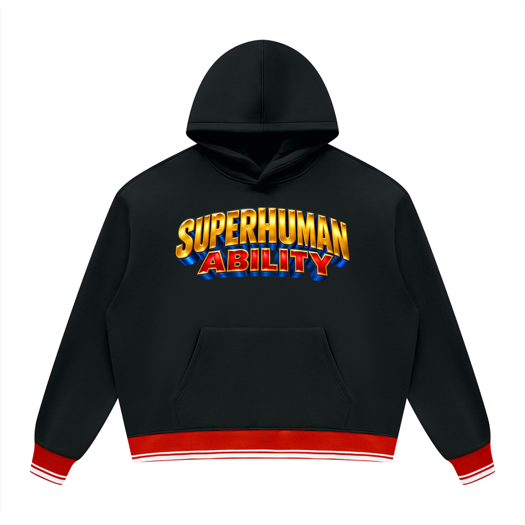 Unisex Oversized Color Block Fleece Hoodie:MY SUPERPOWER IS BEING ME