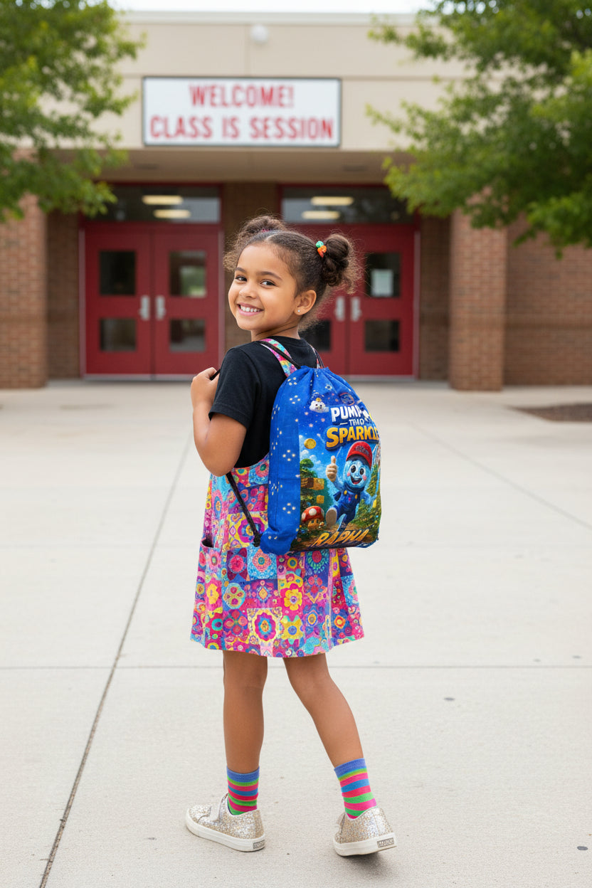 Xinetje's Adventure – Personalised Kids Drawstring Bag | Back to School Gift