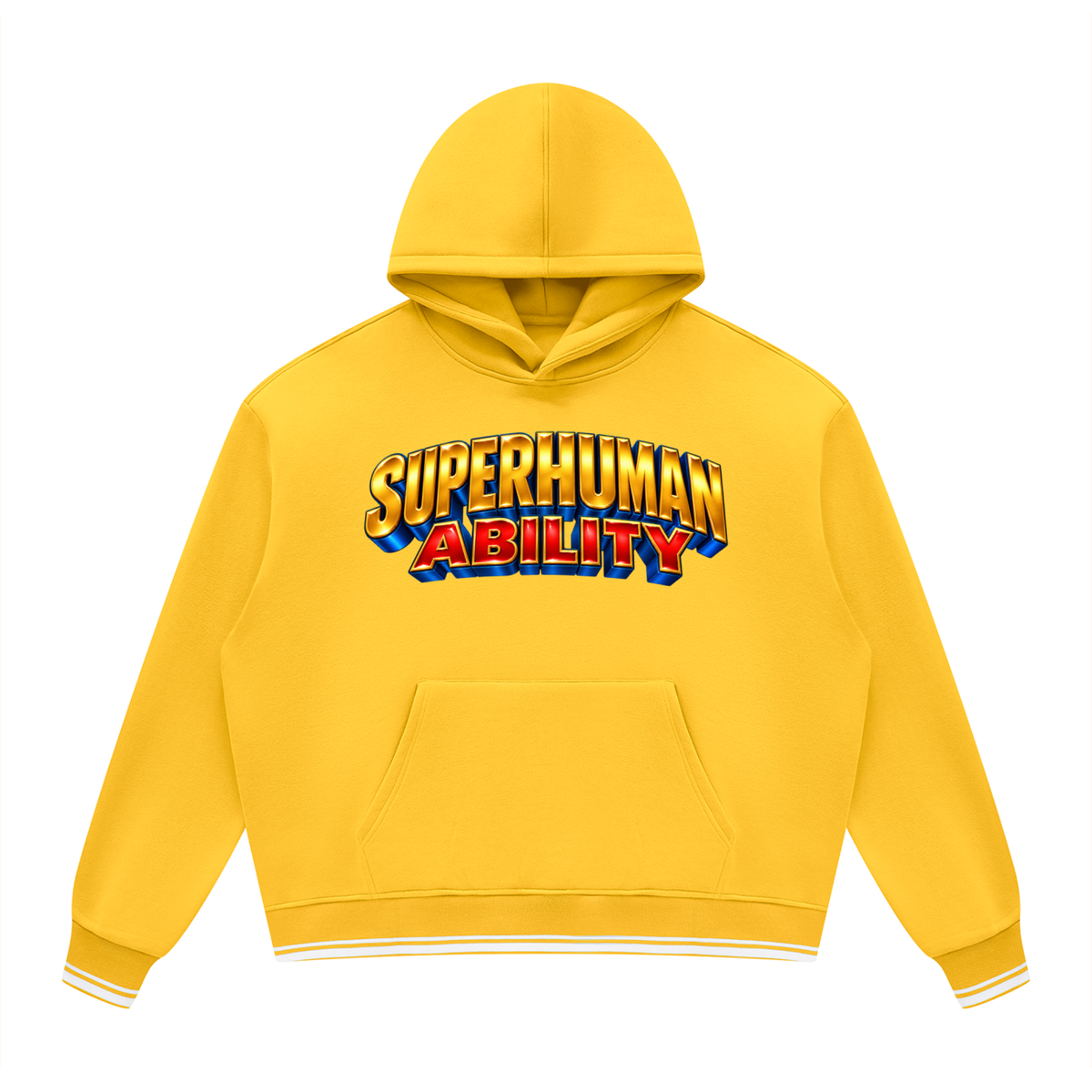 Unisex Oversized Color Block Fleece Hoodie:MY SUPERPOWER IS BEING ME
