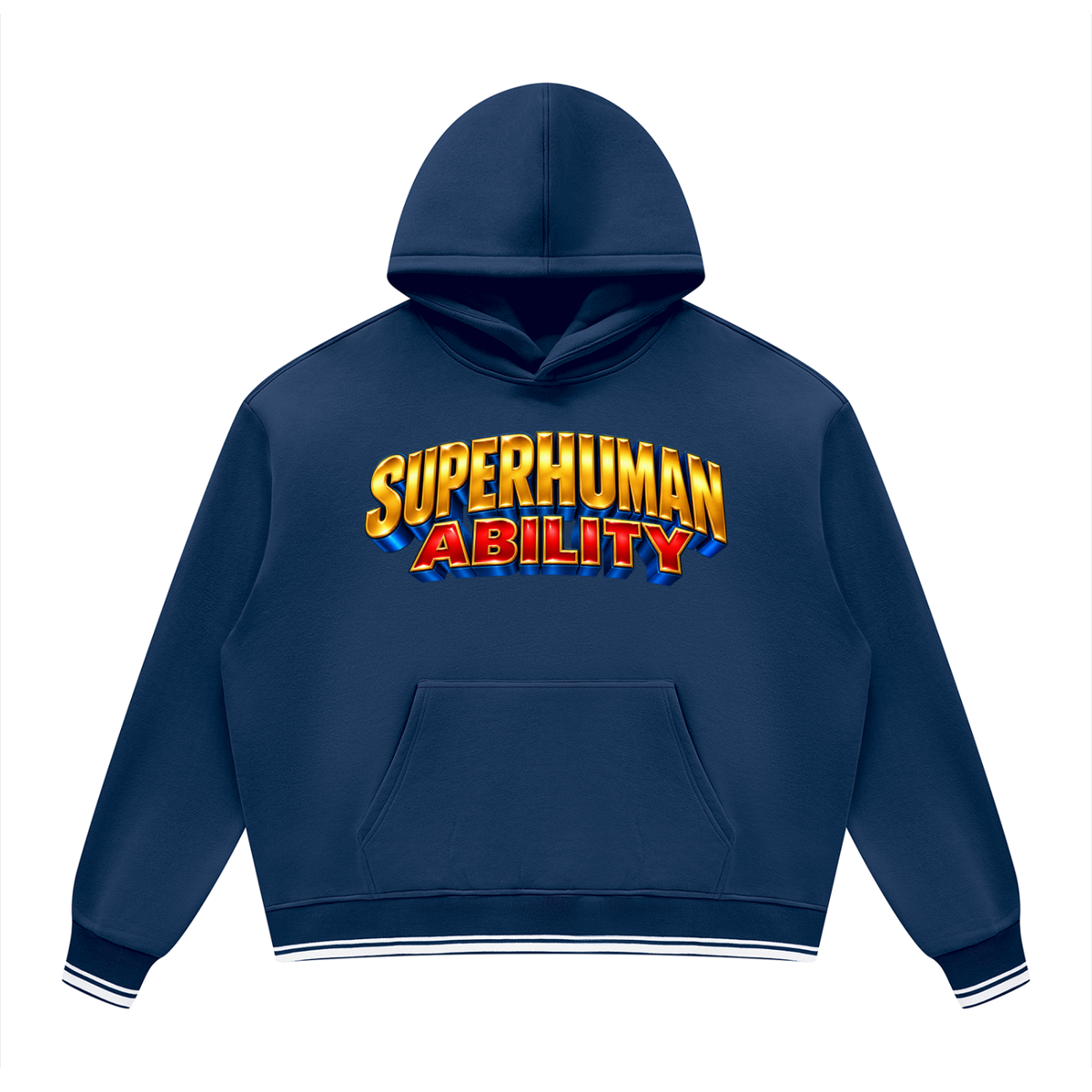 Unisex Oversized Color Block Fleece Hoodie:MY SUPERPOWER IS BEING ME