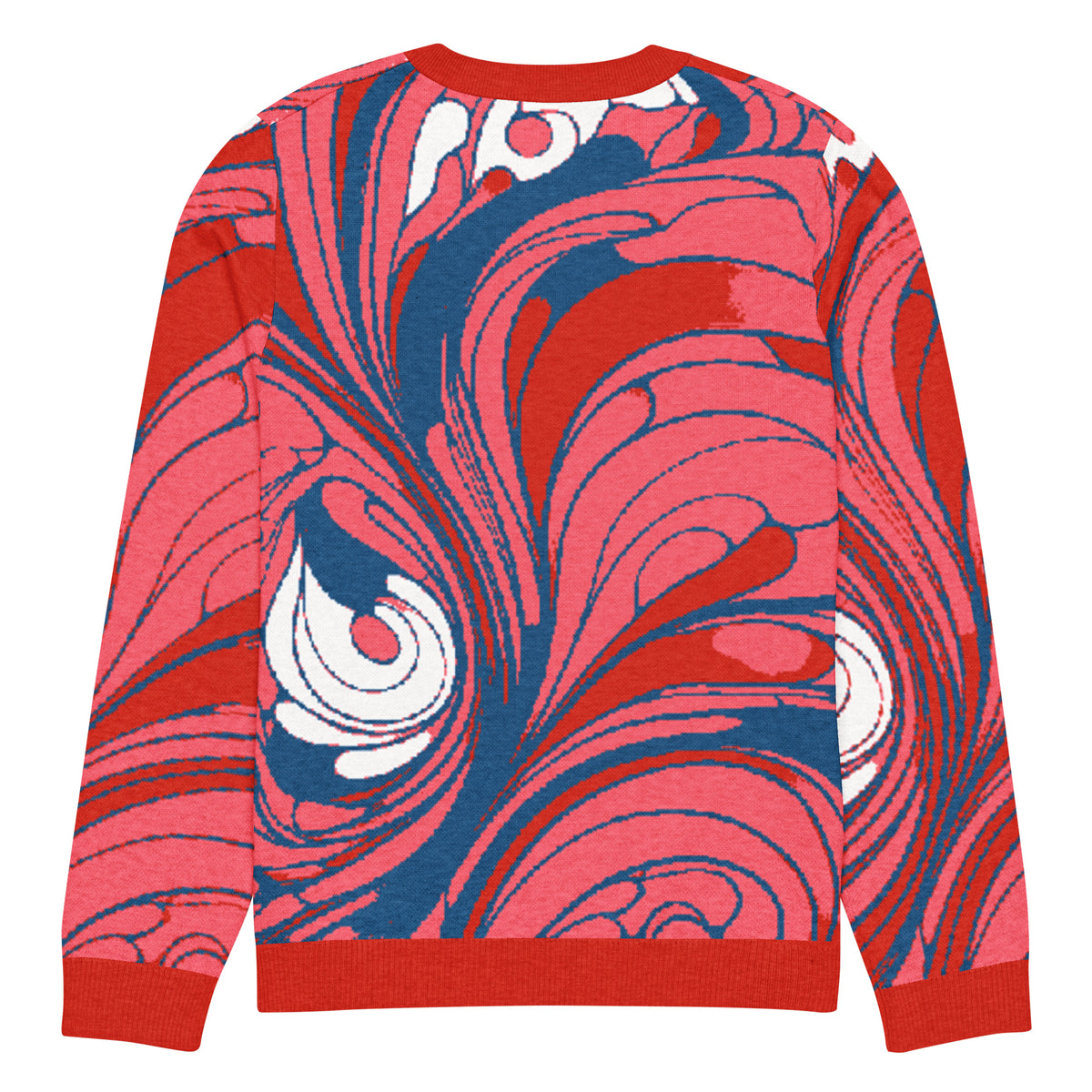 Baroque Swirl Knitted Jumper – Pink & Red, Unisex