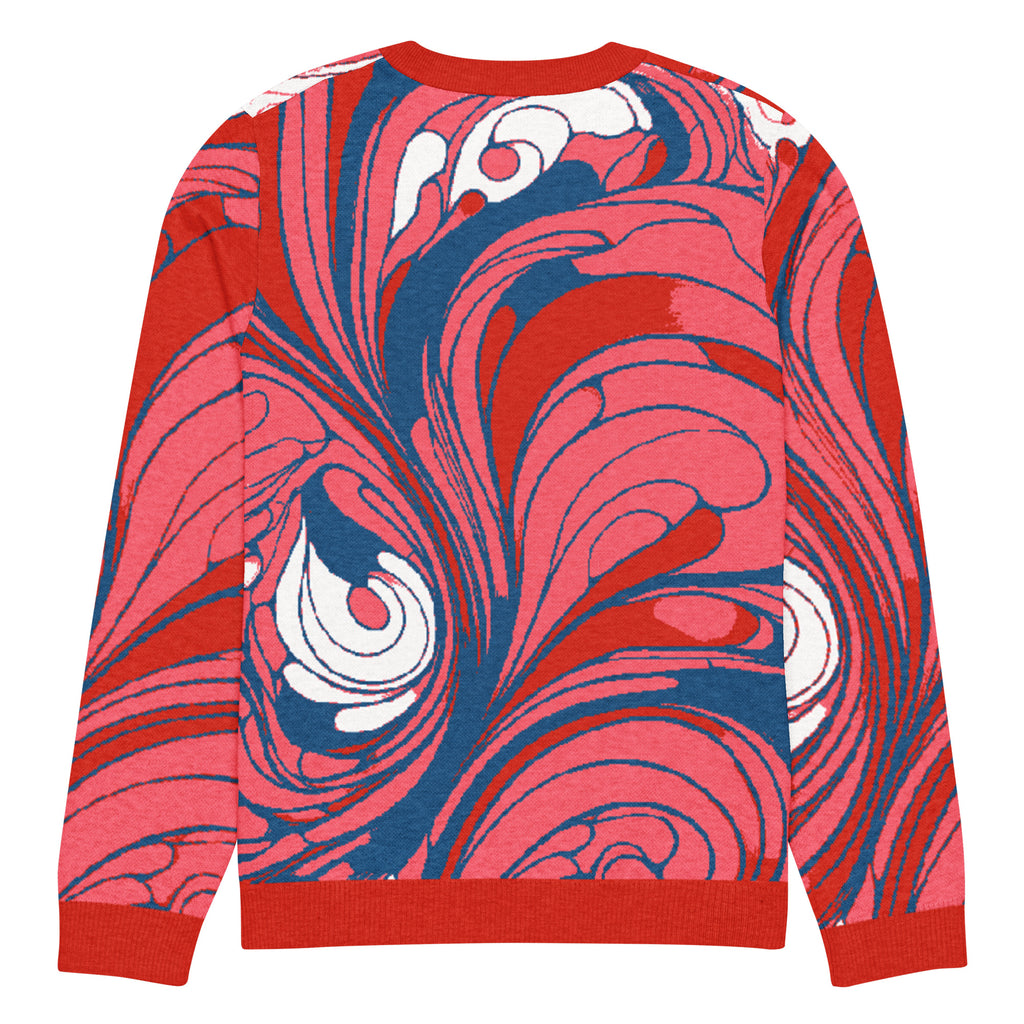 Baroque Swirl Knitted Jumper – Pink & Red, Unisex