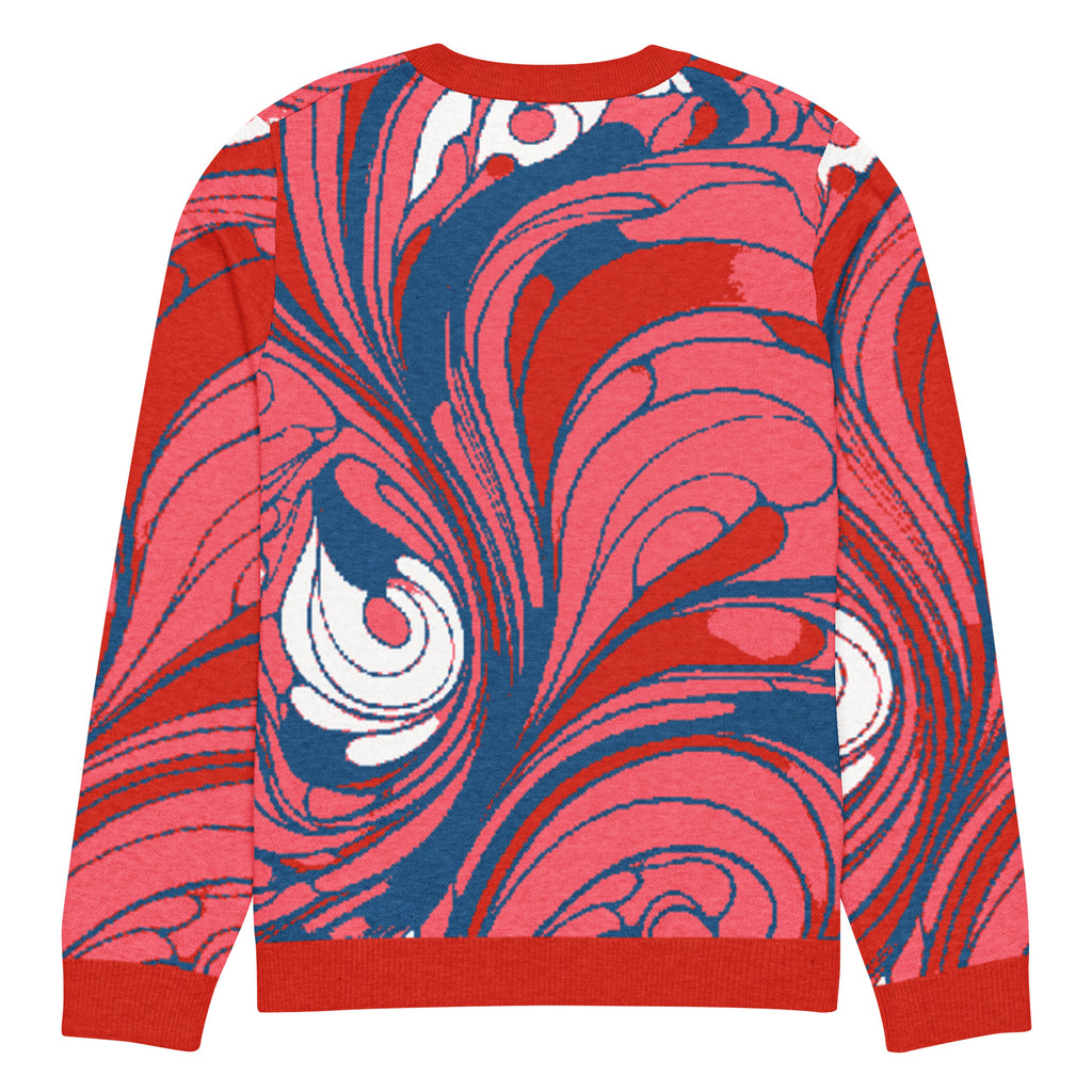 Baroque Swirl Knitted Jumper – Pink & Red, Unisex