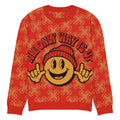 The Only Way Is Up Knitted Jumper – Red & Orange Smiley, Unisex