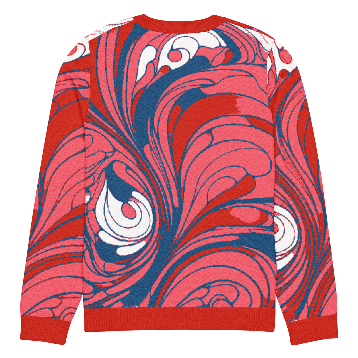 Baroque Swirl Knitted Jumper – Pink & Red, Unisex