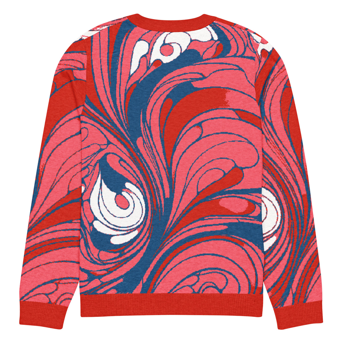 Baroque Swirl Knitted Jumper – Pink & Red, Unisex